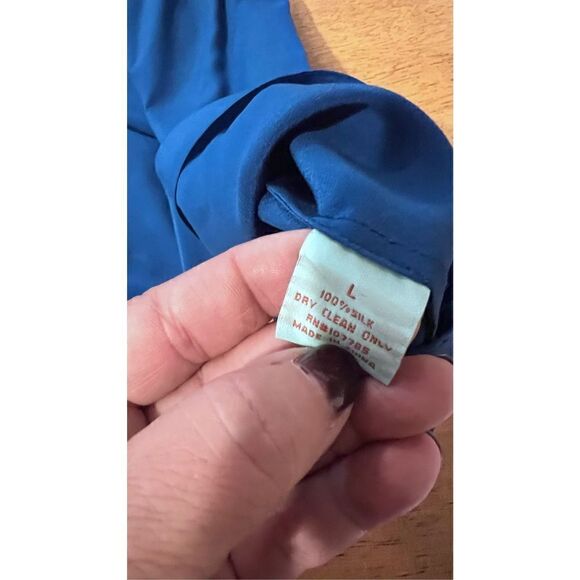 GEREN FORD BLUE SLEEVELESS SCOOP NECK BLOUSE BACK TIE SIZE L SILK - Picture 10 of 10